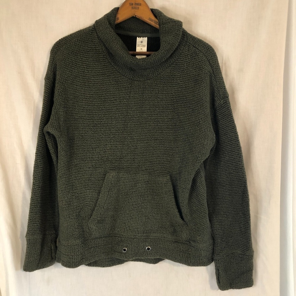 Womens Members Mark Textured Roll Neck Pullover Sweater Olive Green  Size M